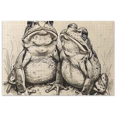 Imagem de Quebra-cabeça esboço sapos rabiscos adultos 500 peças quebra-cabeça família amantes presentes paisagem flor animal