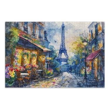 Imagem de Quebra-cabeças românticos da Torre Eiffel Florista 1000 peças para adultos, jogos de quebra-cabeça com letras nas costas