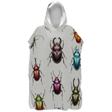 Imagem de Joisal Poncho de surfe trocador de roupão adulto praia com capuz toalha de banho reutilizável besouro masculino poncho com capuz