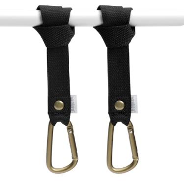 Imagem de haakaa Ganchos universais para carrinho de bebê, antiderrapantes com abertura com uma mão, ganchos multiuso para bolsas de fraldas, mochilas, bicicletas e carrinhos de compras - preto, pacote com 2