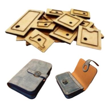 Imagem de YJIUYUANQ Conjunto de punção de couro para artesanato, 110 x 75 x 20 mm, porta-cartões de visita, carteira moderna, base de madeira, cortador, estampagem, ferramenta de perfuração, molde de gravação