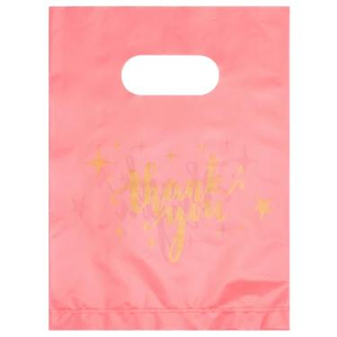 Imagem de SOFPLATE 100 peças rosa sacos de agradecimento mercadoria saco de compras 20.3 cm x 15.2 cm plástico reutilizável varejo presentes presentes pequenos negócios bolsas com alças para lojas
