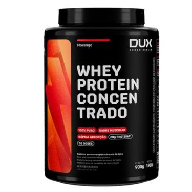 Imagem de Whey Protein 100% Concentrado Pote de 900g Sabor Morango-Dux Human Health-Dux Nutrition