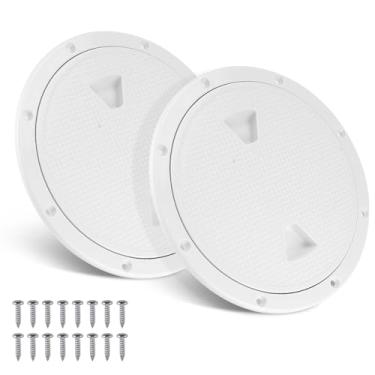 Imagem de YaeMarine Pacote com 2 15.2 cm tampa do convés de barco de inspeção marinha escotilha acesso e tampa redonda antiderrapante RV branco, diâmetro de abertura: 15.2 cm 151 mm, diâmetro externo: 7-4/12.7