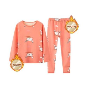 Imagem de Conjunto De Pijamas De Veludo Para Crianças Com Calças Impressas De Ma