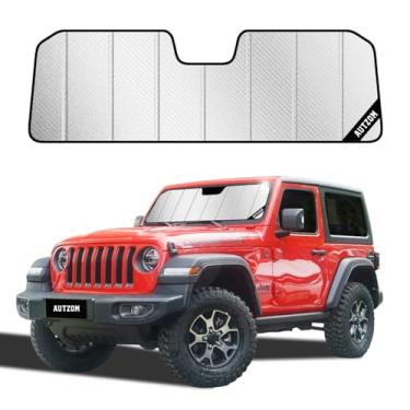 Imagem de Persiana de para-brisa para Jeep Wrangler, capa de para-brisa com bloqueio de UV de ajuste personalizado, persianas dobráveis para janela de carro, acessórios para interiores Wrangler 2018-2025 (prata