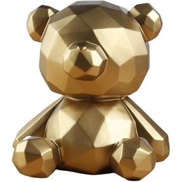 Imagem de Cofrinho de Borracha Criativo Moeda Engraçado Urso Geométrico Decoração de Casa (Ouro)