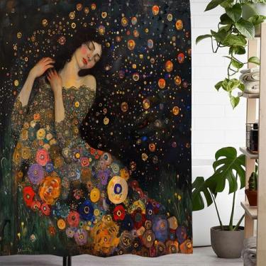 Imagem de Cortina de chuveiro Vintage Art Floral Poliéster Impermeável - yiweisa