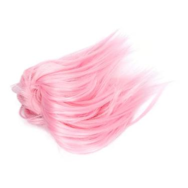 Imagem de Cryfokt Peruca de Coque de Cabelo Desgrenhado Bagunçado Faixa Elástica Ajustável para Mulheres Meninas, Extensões de Coque de Cabelo Elegantes para Festas Casamentos Halloween (Q17-Rosa Claro#)