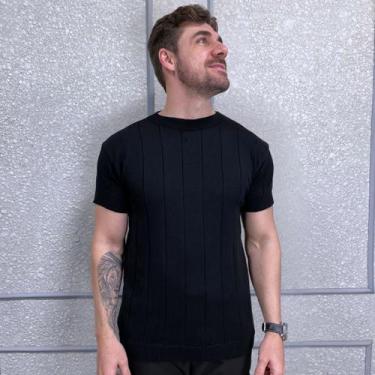 Imagem de Camiseta Modal Masculina Tricot Texturizado Canelada Social Original -
