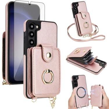 Imagem de Capa de telefone para Samsung Galaxy S23 5G capa carteira magnética destacável e protetor de tela anel suporte compatível com bloqueio de RFID MagSafe S 23 23S GS23 G5 SM-S911U 6,1 polegadas para