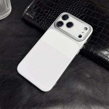 Imagem de Capa de luxo com forte imã para iPhone 16, 15 Plus, 14 e 13 com proteção de lente (para iPhone 14 Pro/Branco)