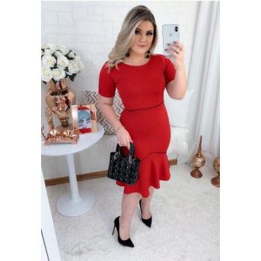 Imagem de Vestido Midi Isabela Moda Feminina Evangélica, Vermelho, M