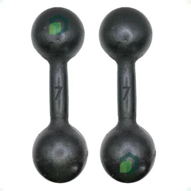 Imagem de Par de Halteres de Ferro Fundido Pintado - 7 Kg - BOX INGÁ