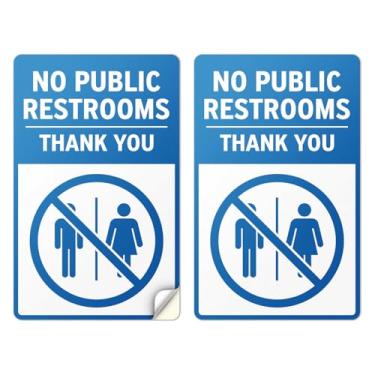 Imagem de 101SignCity 2 placas adesivas de vinil sem banheiros públicos (12,7 cm x 20,3 cm) - Decalque autoadesivo à prova d'água para negócios, loja, restaurante