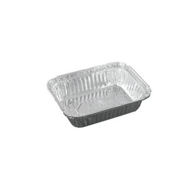 Imagem de Marmita retangular em alumínio descartável e tampa papelão cjd6 500ml 