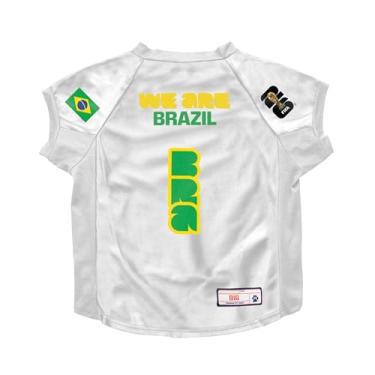 Imagem de Littlearth Camiseta elástica Big Pet - oficialmente licenciada pela Copa do Mundo da FIFA de 2026, equipe: Brasil, Tamanho: Grande (Costas: 61-96,5 cm; Circunferência do peito: 81-96,5 cm; Pescoço