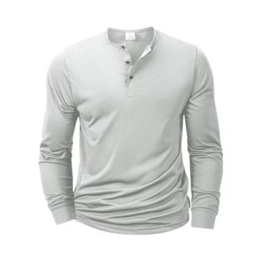 Imagem de Camiseta Masculina Slim Fit De Manga Longa Com Gola Henley Confortável