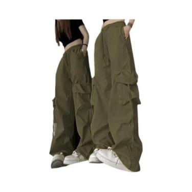 Imagem de Calças Cargo Femininas De Cintura Alta E Perna Larga Vintage Y2K Retro