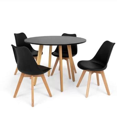 Imagem de Kit De Jantar Mesa Leda 100cm Preta + 4 Cadeiras Leda Preta
