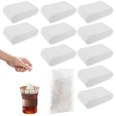 Imagem de 1000 saquinhos de chá para chá de folhas soltas, sacos de fermentação fria de 10 x 15 cm, saco de filtro de café de malha fina sem bagunça, bolsas de filtro de chá com cordão para café gelado, chá