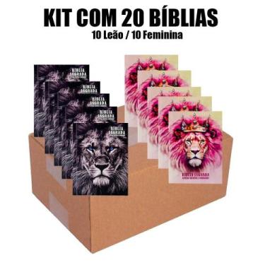 Imagem de Kit 20 Bíblias - 10 Leão / 10 Feminina Brochura Edição de Promessas - 