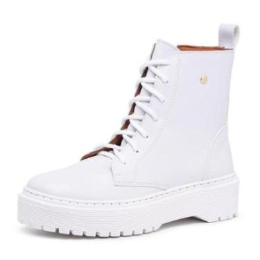 Imagem de Bota Coturno Tratorada Feminina Blogueira Cadarço e Ziper Cano Medio Salto Baixa Palmilha EVA-Feminino