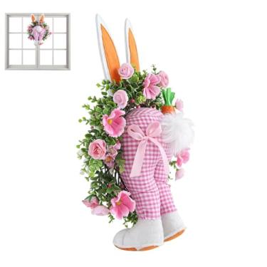 Imagem de Grinalda de Coelho para Porta da Frente | Adorável Realista 51 Cm,Grinalda de Porta de Páscoa com Detalhe do Coelho - Para Exterior Janela Lareira Restaurante Parede Vedação Sala de Jantar