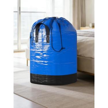 Imagem de Sacos de transporte extra grandes resistentes com alças fortes e fecho de cordão, sacos de armazenamento de roupas resistentes e duráveis, caixas de transporte para suprimentos universitários, azul