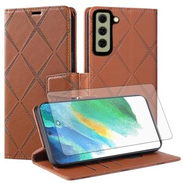 Imagem de Asuwish Capa de telefone para Samsung Galaxy S21 FE 5G capa carteira com protetor de tela de vidro temperado PU couro sintético flip porta-cartão de crédito celular S 21 EF S21FE5G UW S21FE 21S G5