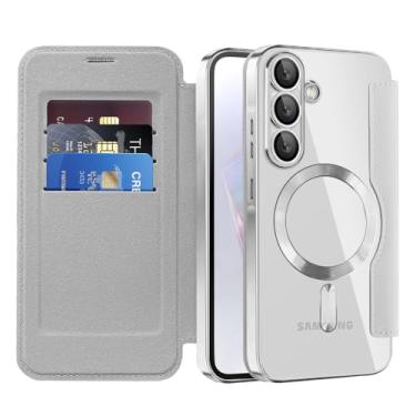 Imagem de Asdsinfor Capa flip para Samsung A36 capa de couro transparente galvanizada resistente 360 proteção sem fio com compartimento para cartão capa carteira para Samsung Galaxy A36. Cinza JD