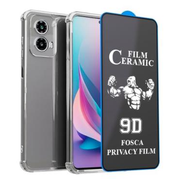 Imagem de Kit Capa Anti Impacto Transparente + Película de Cerâmica Fosca Privacidade 9D Flexível Compatível MotoroIa Moto EDGE 50 FUSION