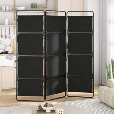 Imagem de Biombo Dobrável 180 cm Divisória Dobrável de 3 painéis, Divisória de Quarto em Tecido, Divisórias, Móveis para Escritórios, Quartos, Salas, Estrutura em Metal