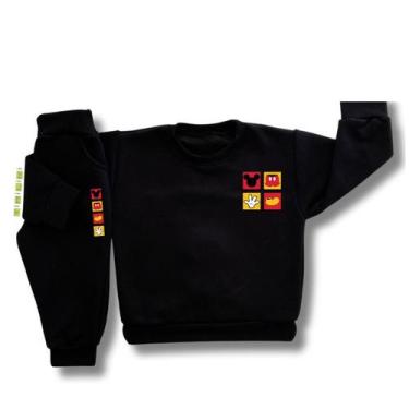 Imagem de Conjunto de Moletom Infantil Flanelado de Frio Unissex Roupa de Invern