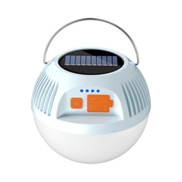 Imagem de Lanterna de Camping Solar LED Recarregável com Gancho para Pendurar Luz Portátil Casa Escritório Emergência 3 Modos Banco Energia Carregamento USB e Lembrete Bateria