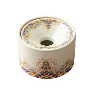 Imagem de Porta-cinzas Cinzeiro retrô em cerâmica formato de funil, com tampa, para sala estar ou escritório