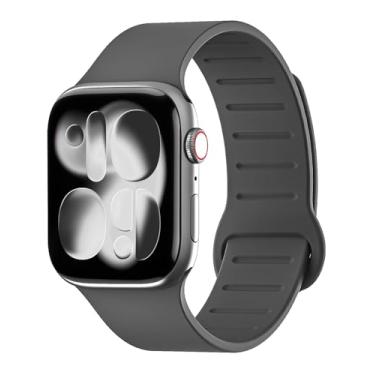 Imagem de Pulseira de silicone magnética compatível com Apple Watch séries 11, 10, 9, 8, 7, 6, 5, 4, 3, 2 e 1 e SE, 38 mm, 40 mm, 40 mm, 40 mm, 41 mm, 42 mm, 45 mm, 46 mm, 4, 2 e 1 e SE Ultra