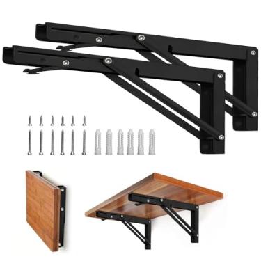 Imagem de Storystore Suportes de prateleira dobráveis - Suporte de prateleira dobrável de metal resistente de 45,7 cm para mesa de banco, dobradiça de prateleira, suporte DIY para economia de espaço, carga