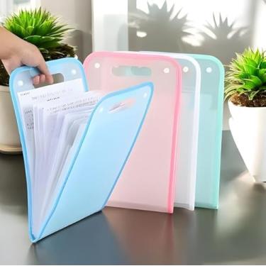 Imagem de Pasta Sanfonada 12 Divisórias, A4, Polipropileno, com Etiquetas, Fechamento com Botão e Elástico (Cor Aleatórea: azul, branco, rosa, verde)