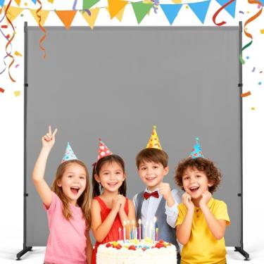 Imagem de Pano de fundo para fotografia – Tecido espesso e opaco ajustável para estúdio, festa ou fundo de vídeo – Perfeito para divisória de ambiente/tela de privacidade (cinza, 1,8 m x 1,8 m)