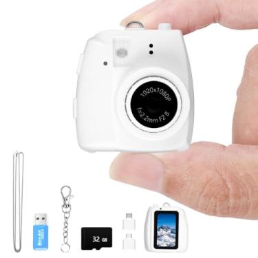 Imagem de Câmera mini chaveiro, câmera reproduzível para aliviar o estresse, mini câmera digital FHD 1080p com cartão SD de 32 GB, tela HD de 0,96 polegadas, vida útil da bateria de 100 minutos para presentes