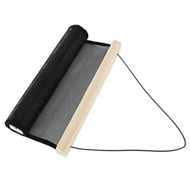 Imagem de Organizador de joias, suporte de brinco de pano de malha de madeira de pinheiro montado na parede para brincos, colares e pulseiras, com suporte de exibição plano para evitar emaranhamento, para