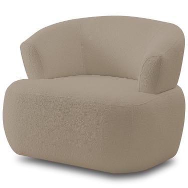 Imagem de Poltrona Giratória Orgânica Para Sala Living Florea M05 Bouclê Bege - Lyam Decor