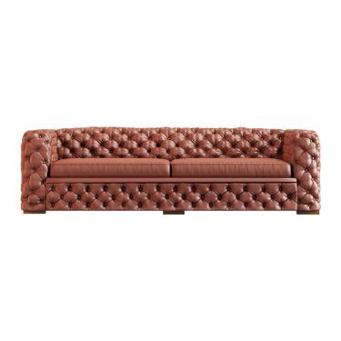 Imagem de Sofá 3 Lugares Gênova 240cm Couro Conhaque - Gran Belo