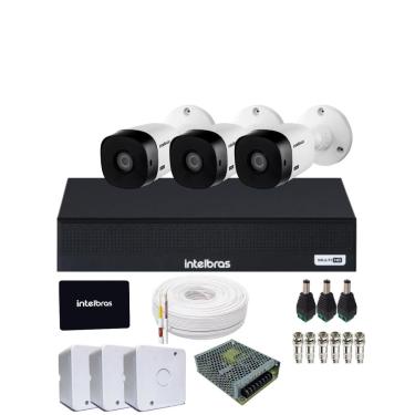 Imagem de Kit 3 Câmeras Segurança Intelbras Residencial 1120b Dvr Mhdx 4 Canais Intelbars Com Ssd 512gb