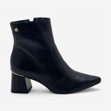 Imagem de Bota Tanara Cano Curto Feminina Em Couro Preta-Feminino