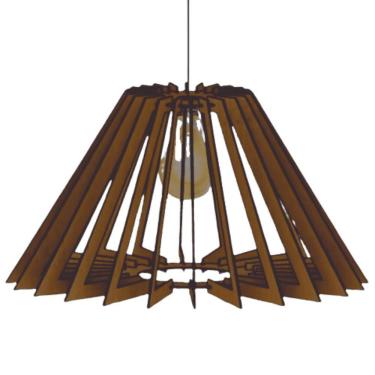 Imagem de Luminária Teto Tipo Pendente Pirâmide Mdf Completa - MDF Marrom