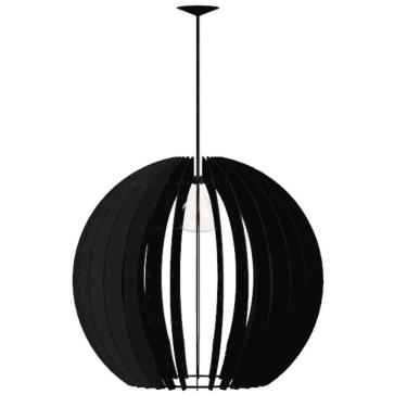 Imagem de Luminária Teto Tipo Pendente Cupula Mdf Completa - Preta