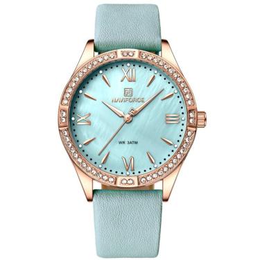 Imagem de Relógio De Quartzo Feminino Estilo Casual Design Com Strass A Prova D´agua Azul Claro