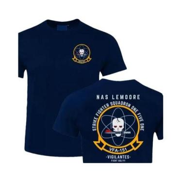 Imagem de Camiseta Masculina Casual Preta De Algodão Com Gola Redonda Navy VFA-1